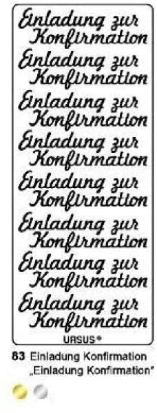 Sticker-Ziersticker-Schriftsticker -Einladung zur KONFIRMATION- gold L