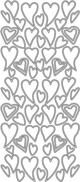Sticker - Konturensticker - verschiedene Herzen in silber