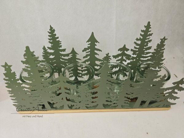 Wald grün - Adventsgesteck mit Gläser