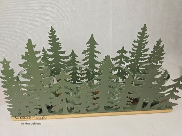 Wald grün - Adventsgesteck mit Gläser