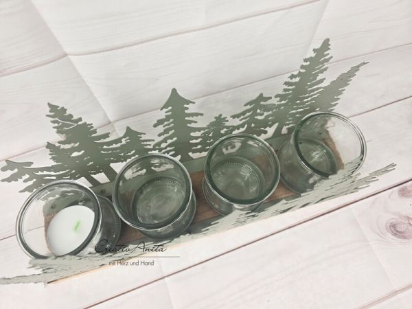 Wald grün - Adventsgesteck mit Gläser