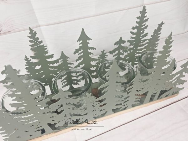 Wald grün - Adventsgesteck mit Gläser