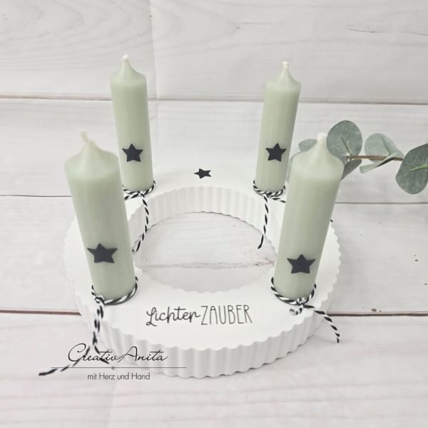 Adventskranz - handgegossen mit Kerzen - fix & fertig