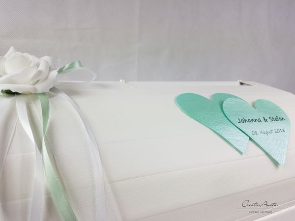 Briefbox - Geschenktruhe mit Rose zur Hochzeit - Mint