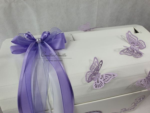 Briefbox Butterfly-Schmetterlinge zur Hochzeit - Flieder