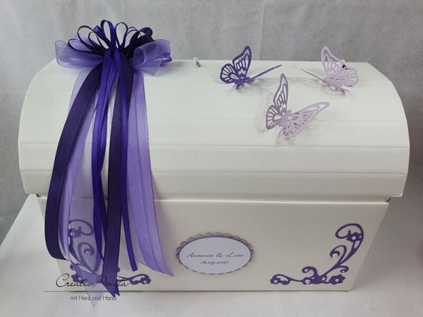 Briefbox Butterfly-Schmetterlinge zur Hochzeit - Flieder-Lila