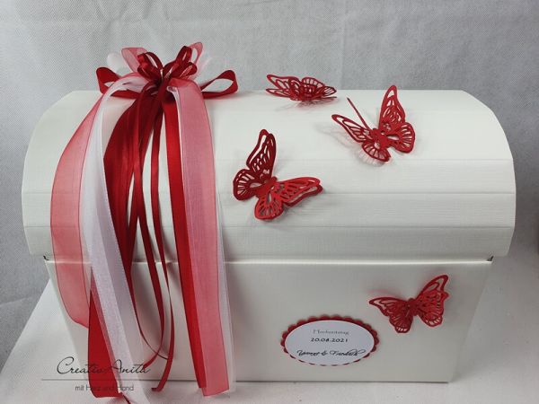 Briefbox Butterfly-Schmetterlinge zur Hochzeit - Rot
