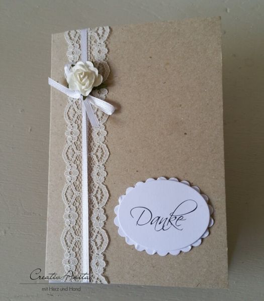 Danksagungskarte Vintage Lace Natur