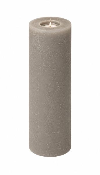 Rustikkerze TAUPE mit/ohne Teelichteinsatz 250x80 mm
