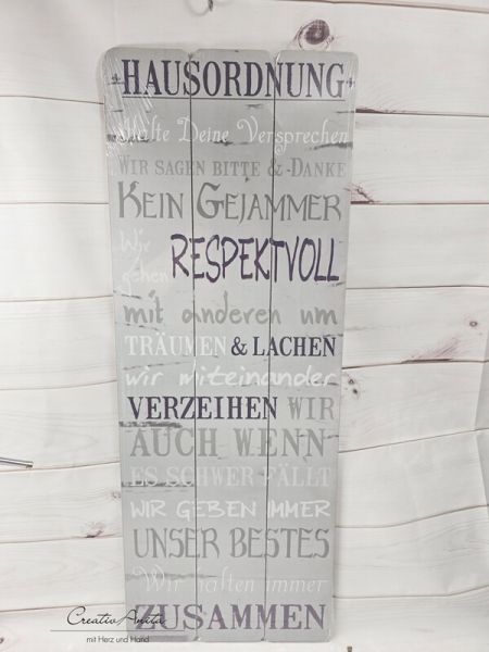 Dekoschild -Hausordnung-