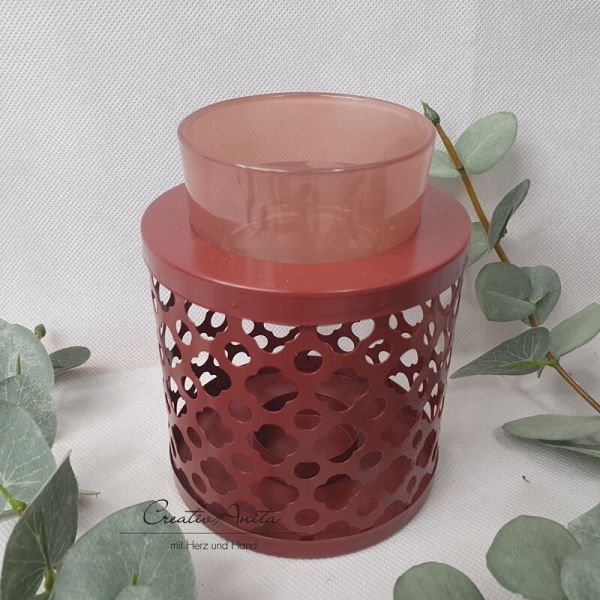 Duftlampe aus Metall mit Glaseinsatz - BRAUN