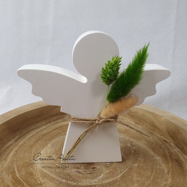 Handgemachter Engel - Trockenblumen grün