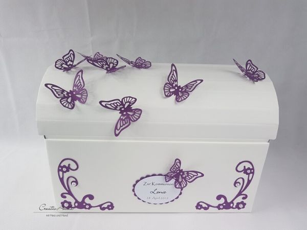 Erinnerungsbox - Geschenktruhe Butterfly-Schmetterlinge zur Kommunion
