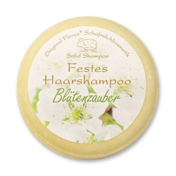 Festes Haarshampoo mit biologischer Schafmilch - BLÜTENZAUBER, 58g