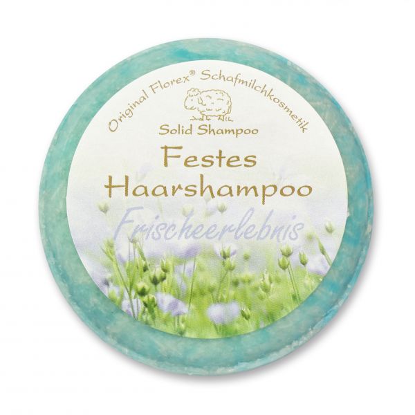 Festes Haarshampoo mit biologischer Schafmilch - FRISCHEERLEBNIS, 58g