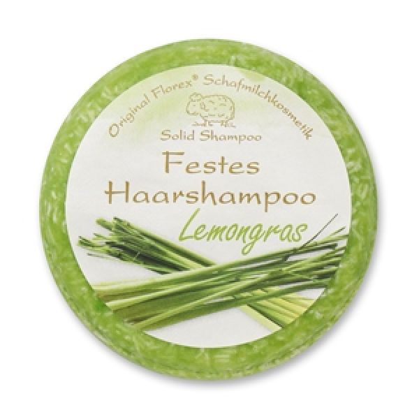 Festes Haarshampoo mit biologischer Schafmilch - LEMONGRAS, 58g