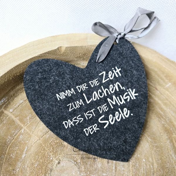 Geschenkanhänger Herz -Nimm Dir die Zeit...- anthrazit