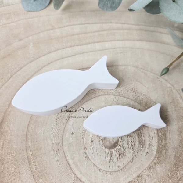 Set Fische 2-tlg. Beton weiß - lang