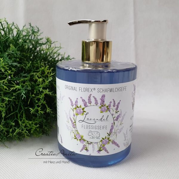 Flüssigseife Schafmilchseife Lavendel - Florex - im praktischem Spender - 500 ml - "Einzigartige Momente"