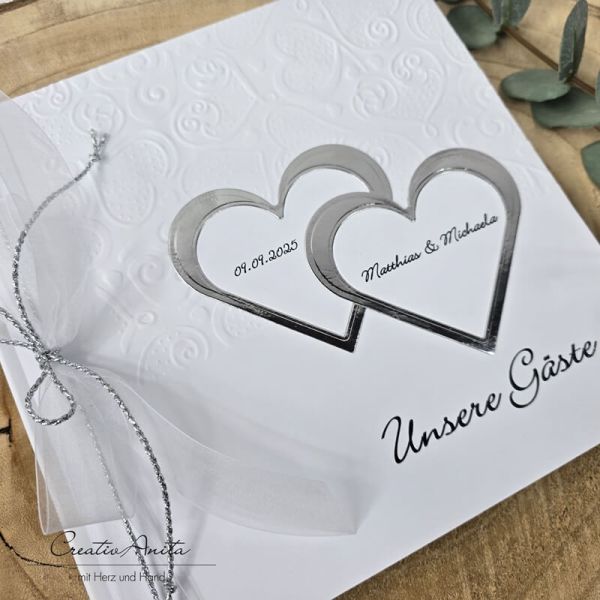 Gästebuch Hearts Silber