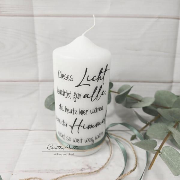 Gedenkkerze - Trauerkerze - Erinnerungskerze - Hochzeit Midi -Dieses Licht-