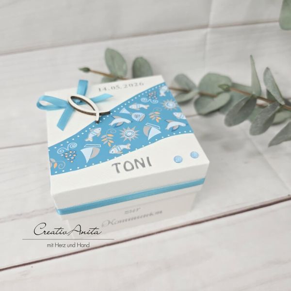 Geschenkverpackung & Glückwunschkarte -Box- Kommunion, Konfirmation - Farbe wahlweise