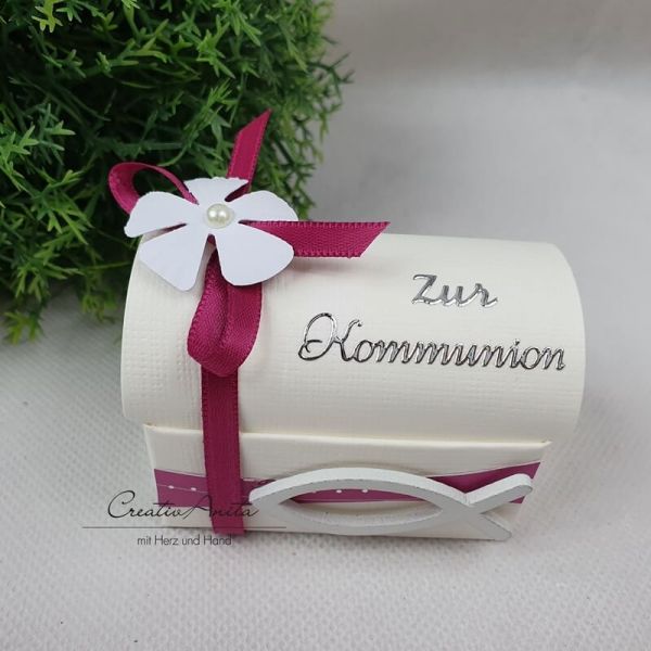 Geschenkverpackung -Truhe- Kommunion, Konfirmation in Pink