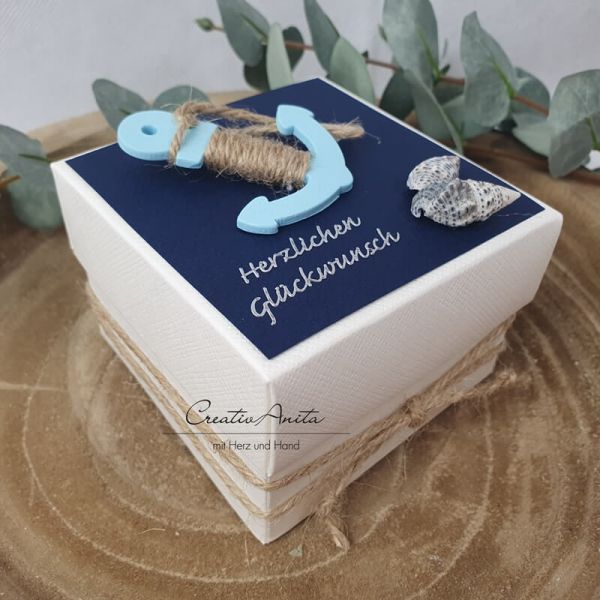 Geschenkschachtel - Geldgeschenkverpackung Maritim - Anker