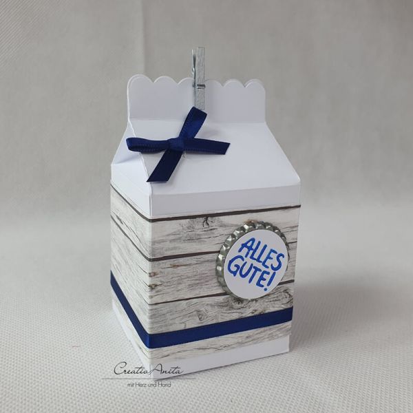 Geschenkverpackung Milchtüte Shabby zum Geburtstag