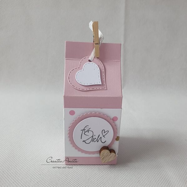 Geschenkverpackung Milchtüte Rosa Punkte zum Geburtstag