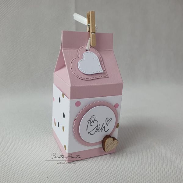 Geschenkverpackung Milchtüte Rosa Punkte zum Geburtstag