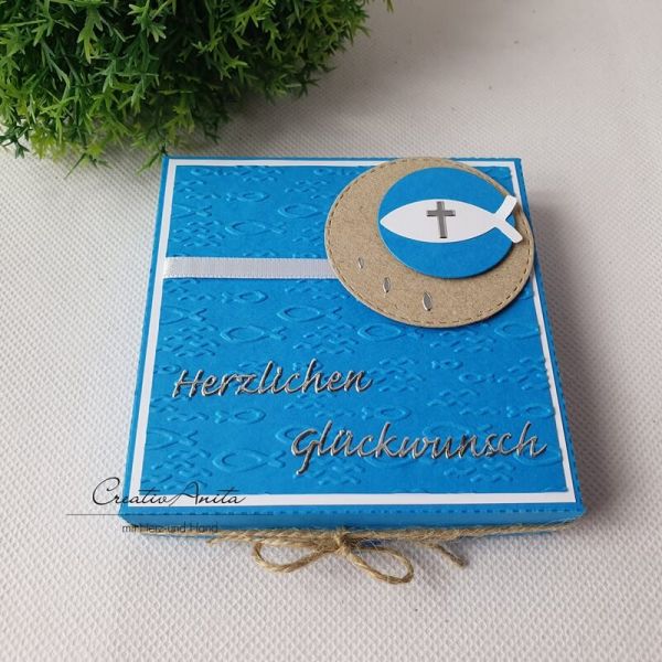 Geschenkverpackung Pizzabox Blau-Kraft