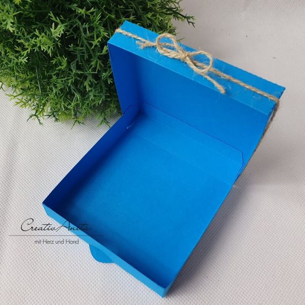Geschenkverpackung Pizzabox Blau-Kraft