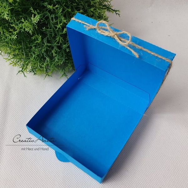Geschenkverpackung Pizzabox Blau-Kraft
