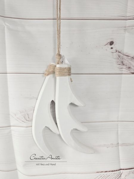 Anhänger Geweih Holz in weiß Anhänger Geweih Holz in weiß