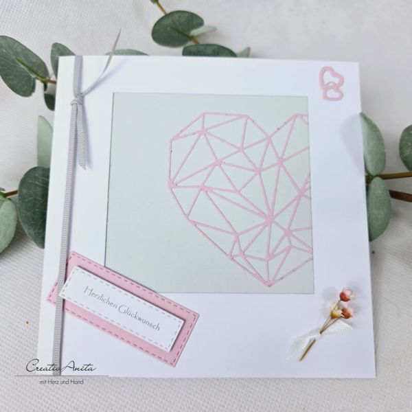 Glückwunschkarte mit -Diamant-Herz-