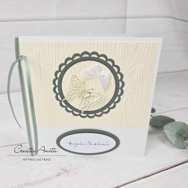 Glückwunschkarte zum Geburtstag in Holzoptik Creme-Weiß