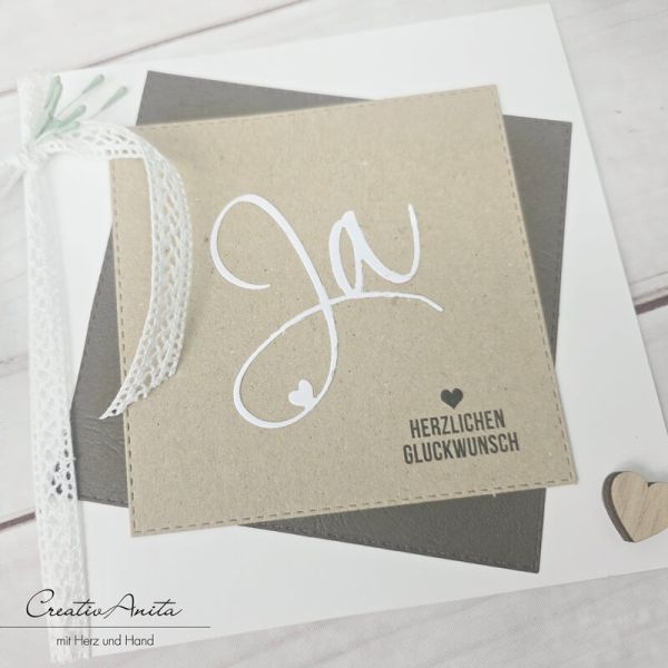 Glückwunschkarte zur Hochzeit - Square - olive-natur