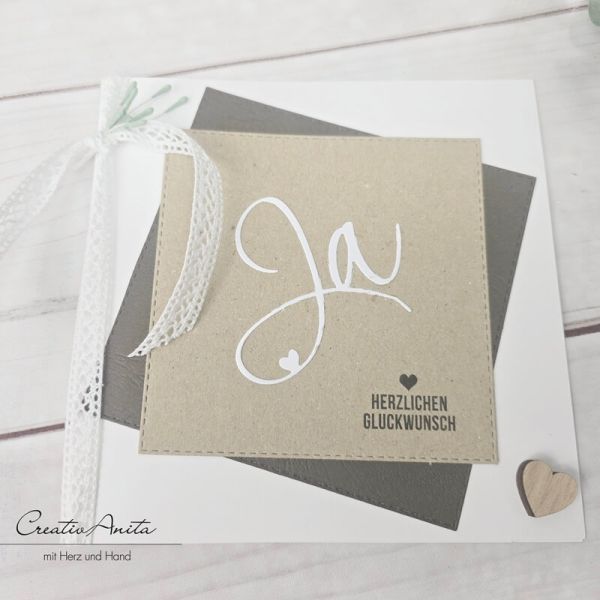 Glückwunschkarte zur Hochzeit - Square - olive-natur