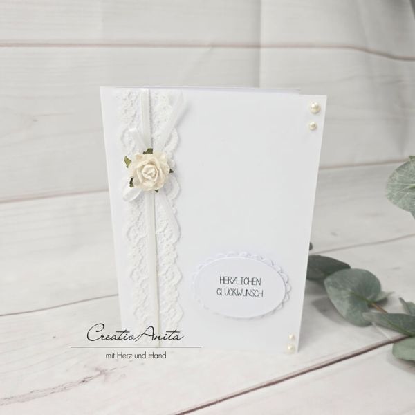 Glückwunschkarte Vintage Lace Weiß