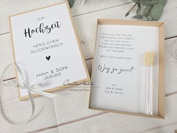 Geschenkbox Zur Hochzeit mit Trockenblumenstrauß - Geldgeschenk BLAU