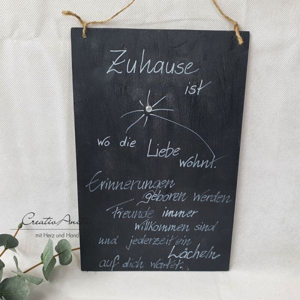 Handgemachtes Holzschild beschriftet "Zuhause...." Umzug, Geburtstagsgeschenk