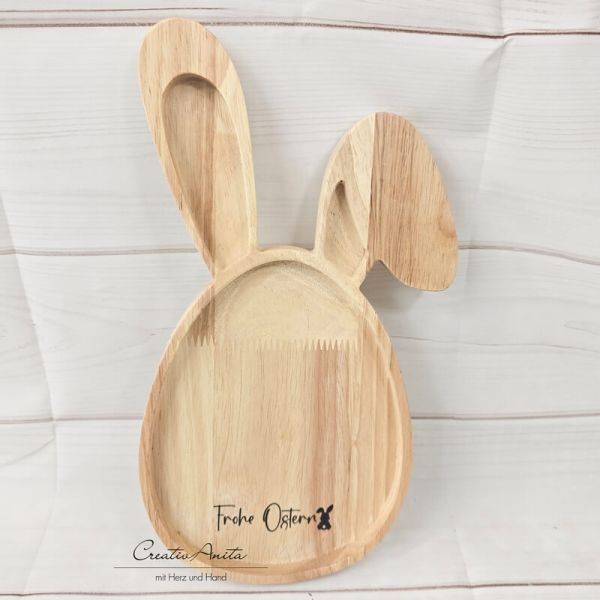 Osterteller aus Holz in Hasenform - Dekoration