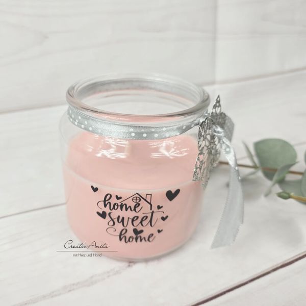 Kerze im Glas -Home sweet Home- Apricot