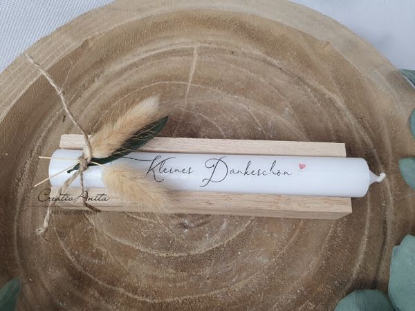 Geschenkkerzen - Stabkerze mit Spruch -Kleines Dankeschön-
