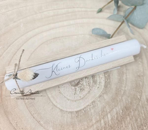 Geschenkkerzen - Stabkerze mit Spruch -Kleines Dankeschön-