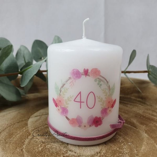 Kerzengeschenk zum runden Geburtstag - Bohostil