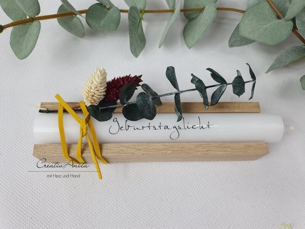 Geburtstagsgeschenk - Stabkerze mit Spruch -Geburtstagslicht-