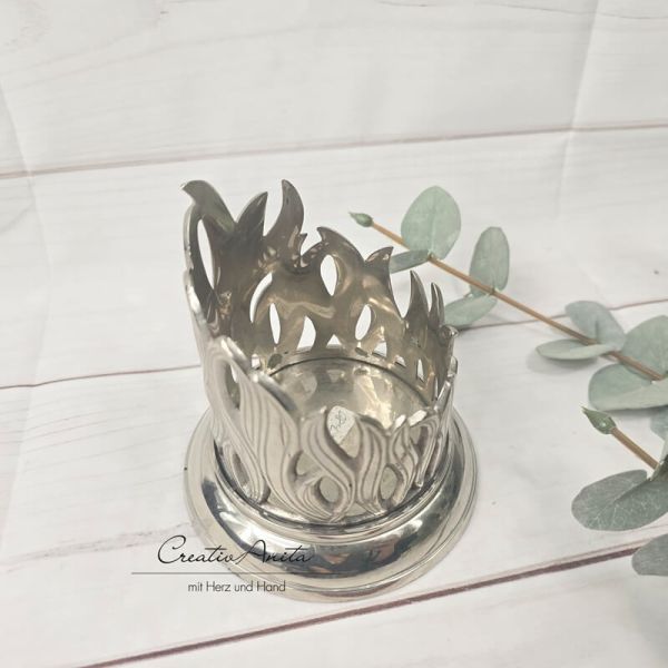 Kerzenhalter rund silber -Flamme-
