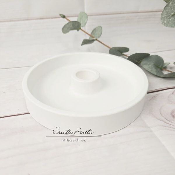 Stabkerzenhalter rund - weiß